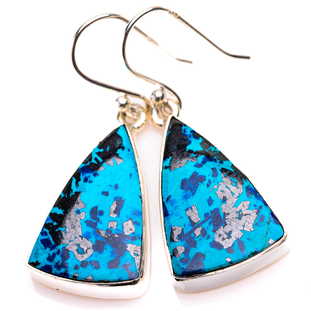 Shattuckite Earrings 1 3/8" (925 Sterling Silver) EARR432190