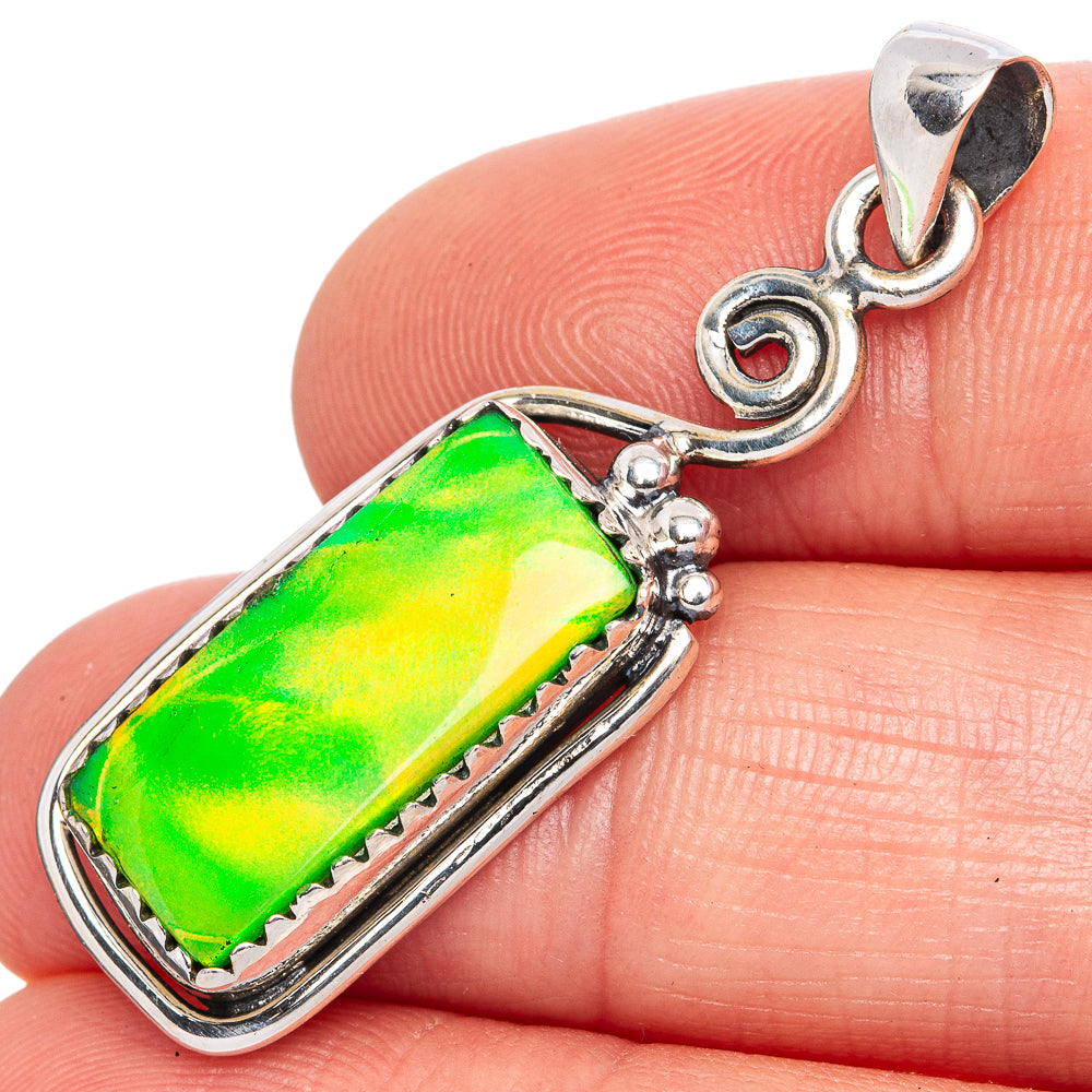 Rare Sterling Opal Pendant 1 5/8" (925 Sterling Silver) P42068