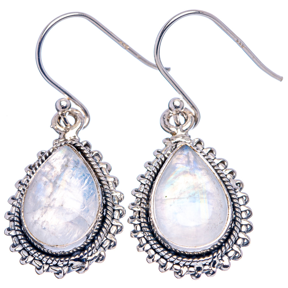 Rainbow Moonstone Earrings 1 3/8" (.925 Sterling Silver)