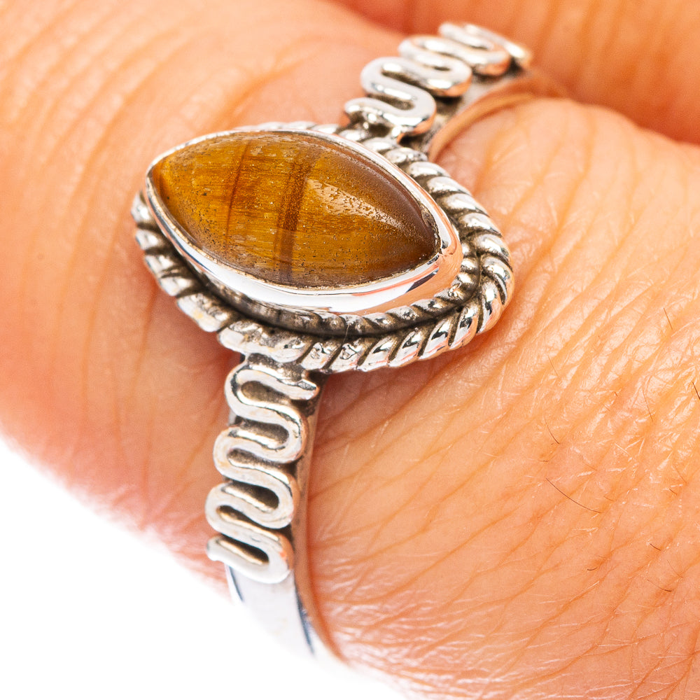 Tiger Eye Ring Size 8 (925 Sterling Silver) R5661