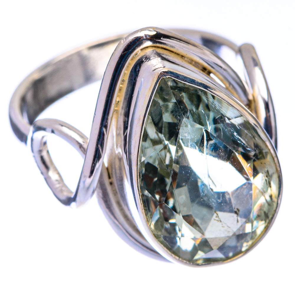 Faceted Green Amethyst Ring Size 5.75 (925 Sterling Silver) R141110