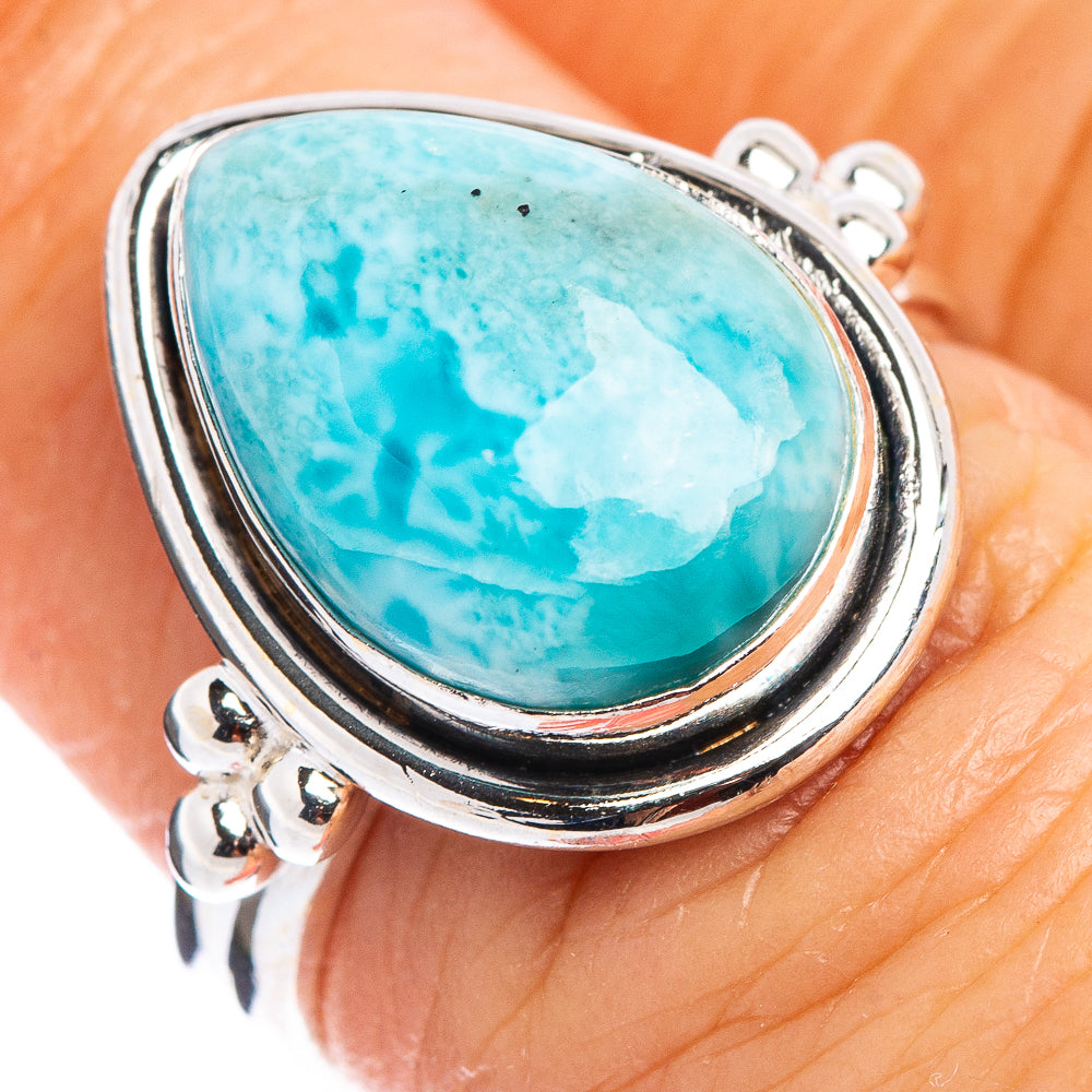 Rare Larimar Ring Size 6.5 (.925 Sterling Silver)