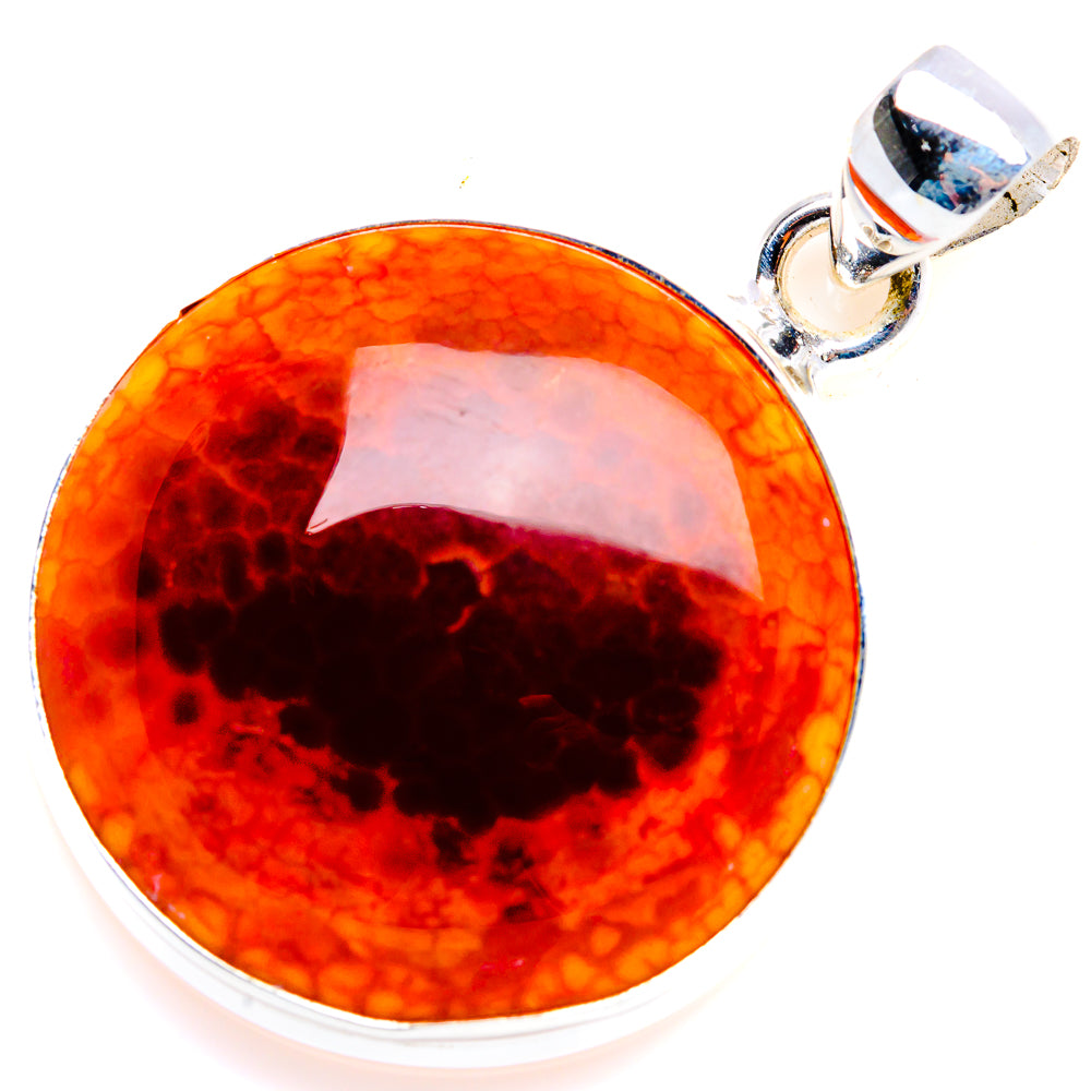 Fire Crab Agate Pendant 1 1/2" (925 Sterling Silver) PD38223