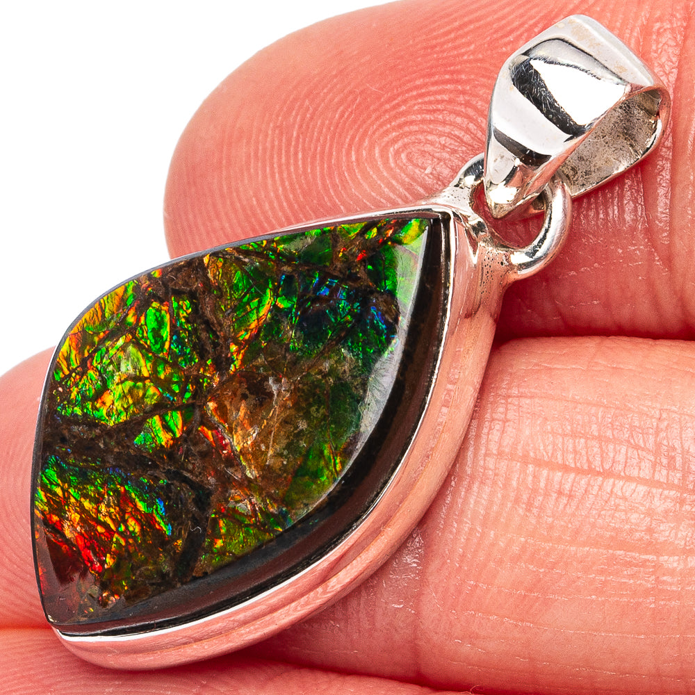 Rare Canadian Ammolite Pendant 1 1/4" (.925 Sterling Silver)