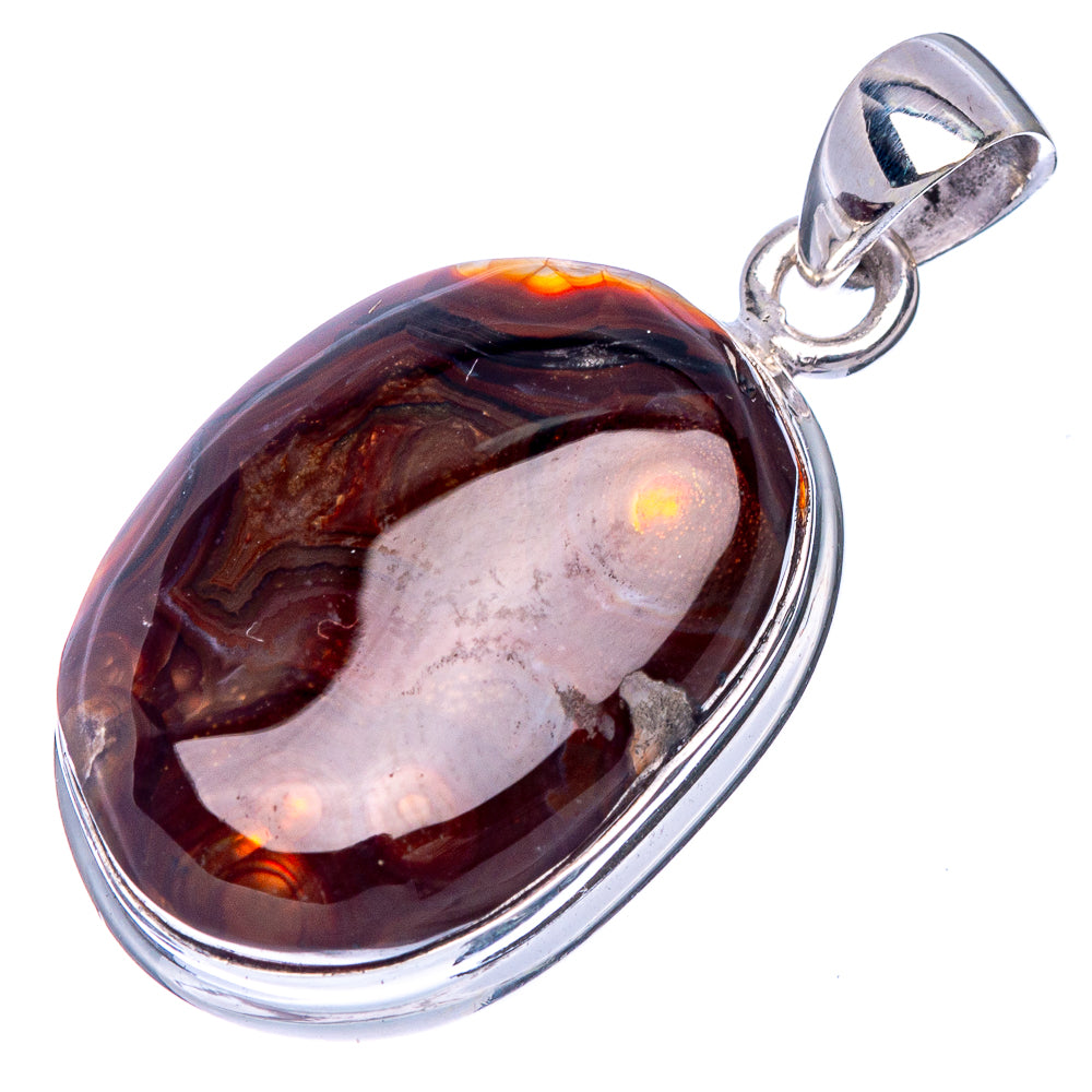 Rare Mexican Fire Agate Pendant 1 3/8" (925 Sterling Silver) P41125
