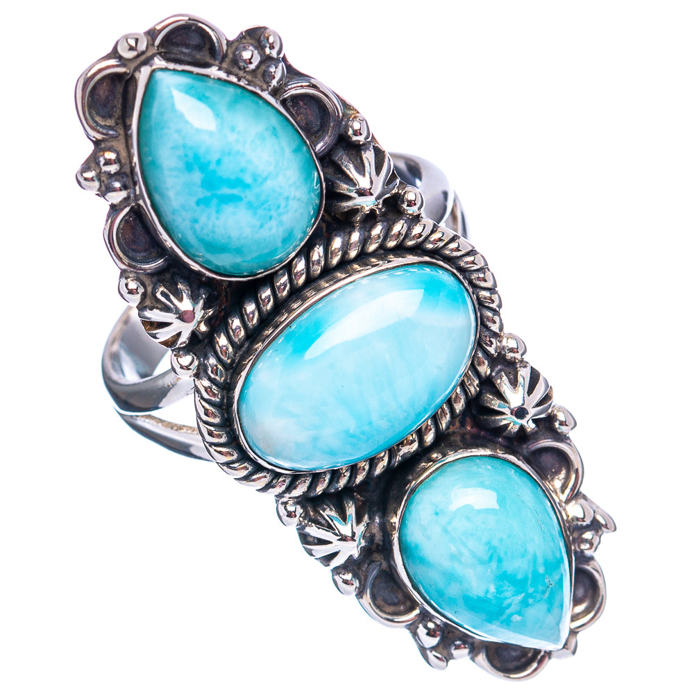 Premium Larimar Ring Size 8.25 (.925 Sterling Silver)