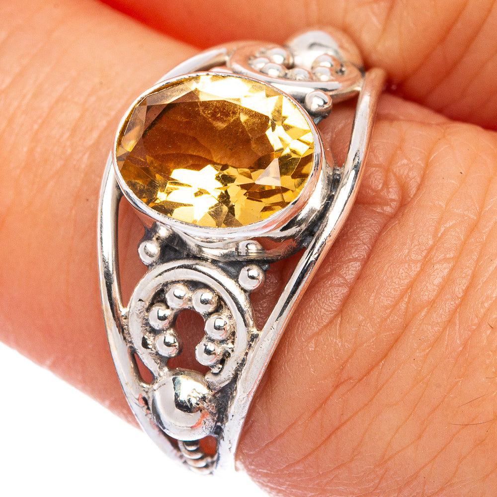 Faceted Citrine Dainty Ring Size 7.25 (925 Sterling Silver) R145688