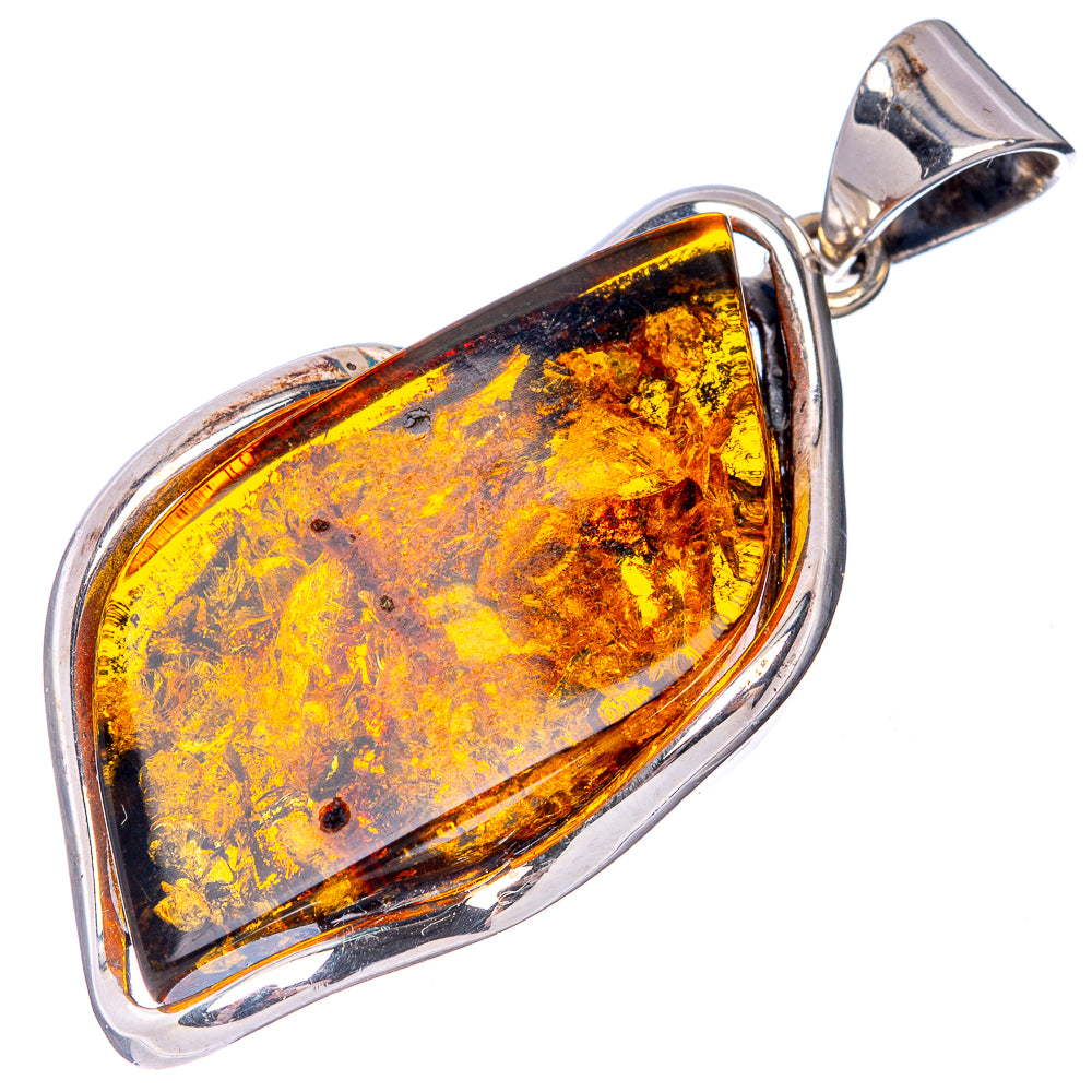 Anasilvercos Baltic Amber Pendant 2" (925 Sterlnig Silver)