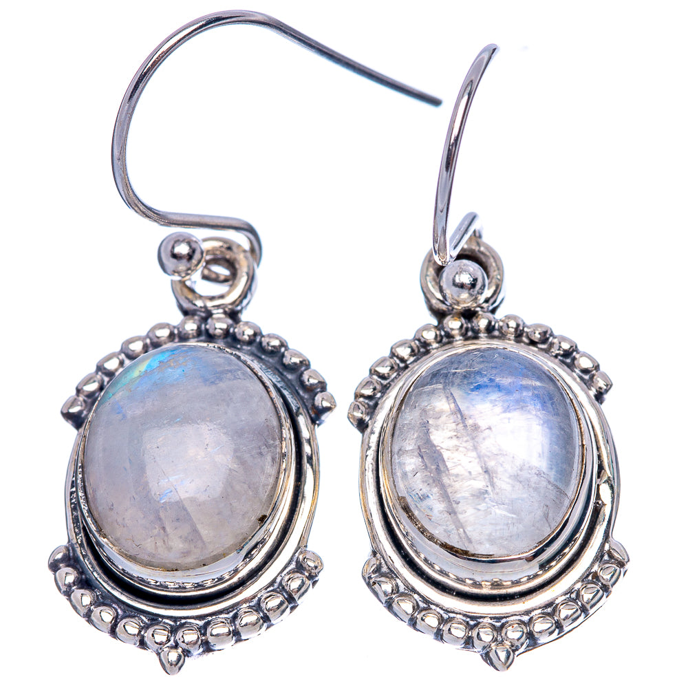 Rainbow Moonstone Dainty Earrings 1 3/8" (925 Sterling Silver) E2021