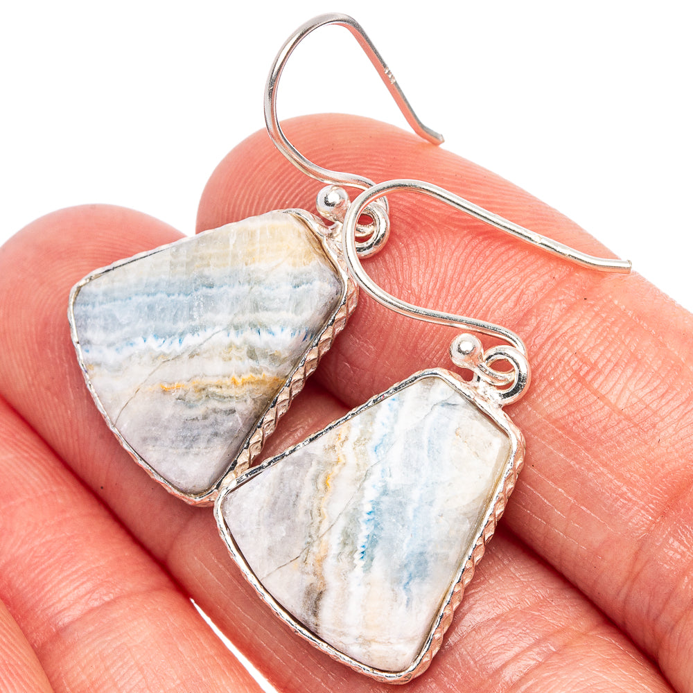 Blue Scheelite Earrings 1 1/4" (925 Sterling Silver) E1743