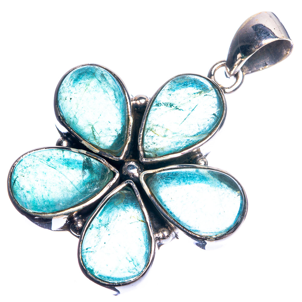 Blue Fluorite 925 Sterling Silver Pendant 1 1/2"