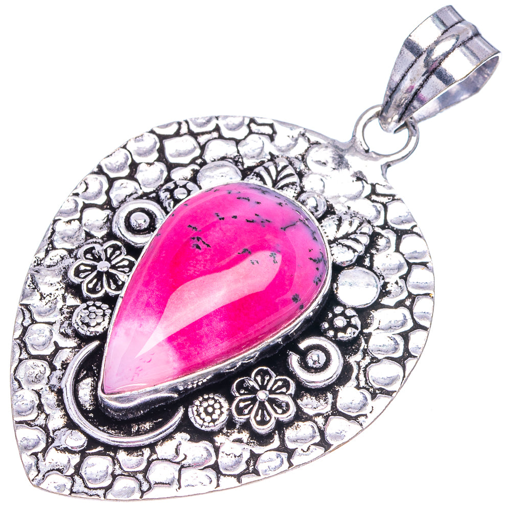 Pink Dendritic Opal Pendant 2 1/4" (German Silver)