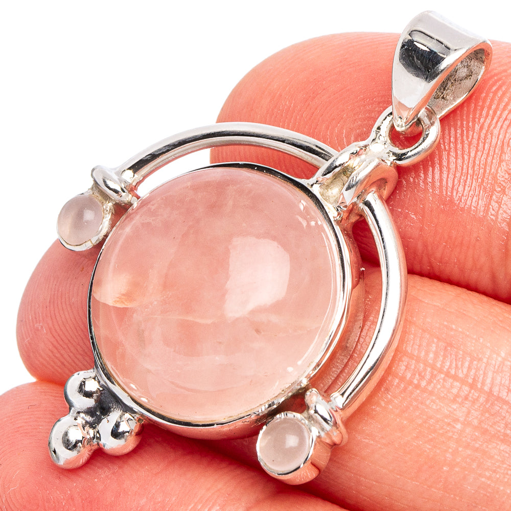 Rose Quartz 925 Sterling Silver Premium Pendants 1 3/8" (925 Sterling Silver) P43727