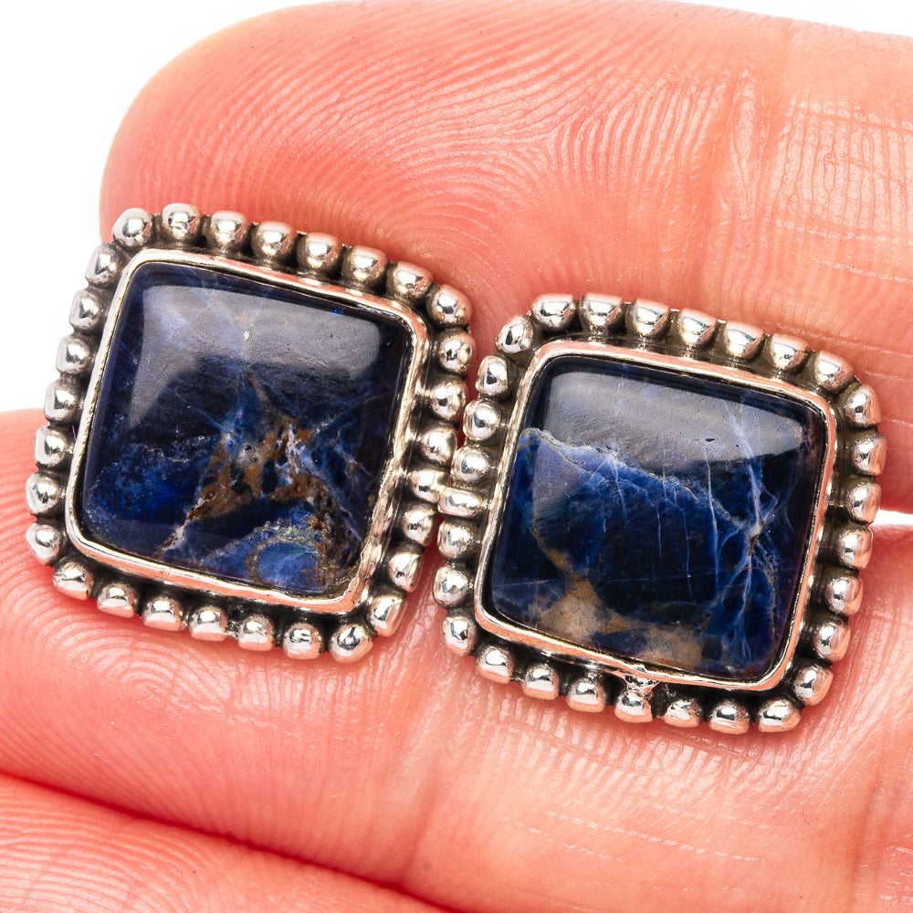 Sodalite Earrings 5/8" (925 Sterling Silver) E1538