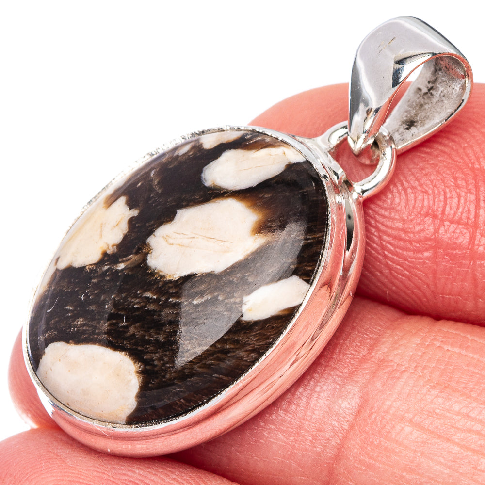 Peanut Wood Jasper Pendant 1 1/4" (925 Sterling Silver) P40946