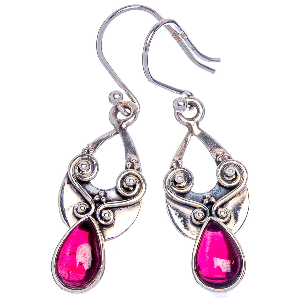 Garnet Earrings 1 1/2" (925 Sterling Silver) E433512