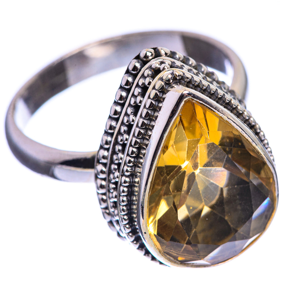 Faceted Citrine 925 Sterling Silver Ring Size 8.75