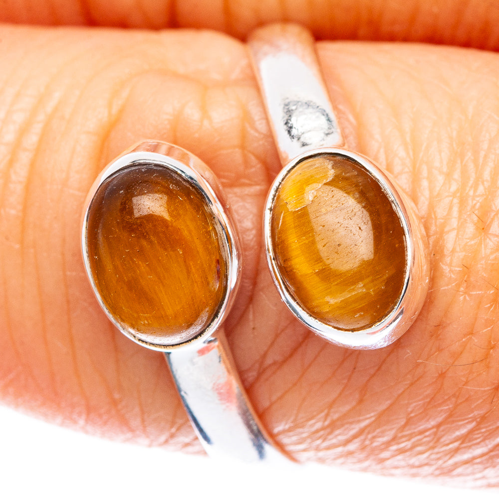 Tiger Eye Dainty Ring Size 8 Adjustable (925 Sterling Silver) R5130