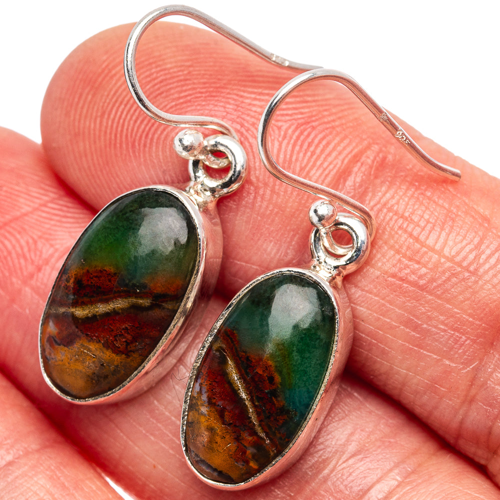 Rare Opalized Wood Earrings 1 1/8" (.925 Sterling Silver)