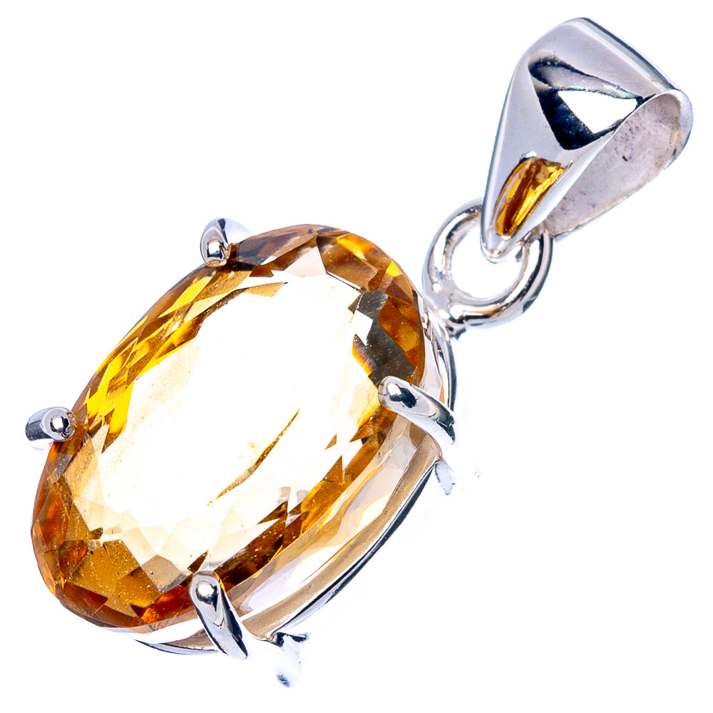 Faceted Citrine Pendant 1" (925 Sterling Silver) P43015