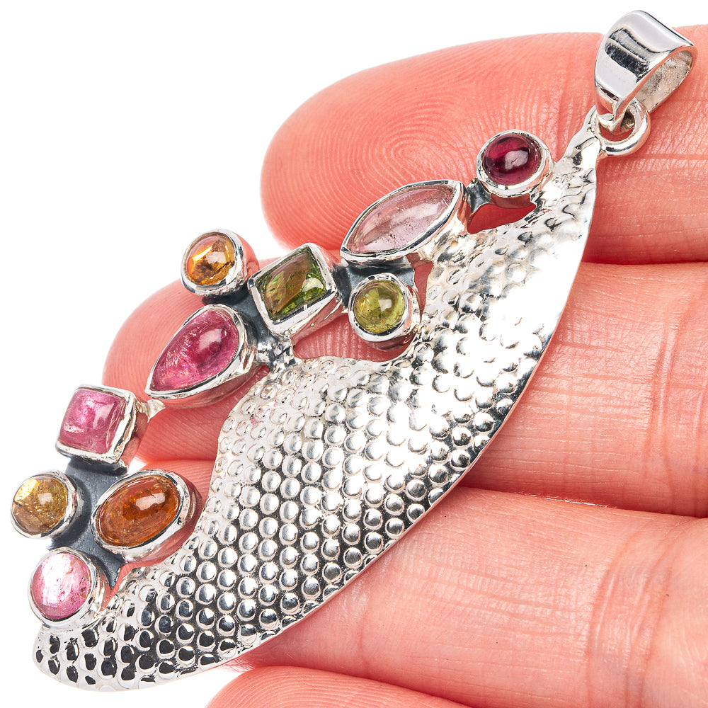 Signature Natural Tourmaline Pendant 2 3/8" (925 Sterling Silver) P42303