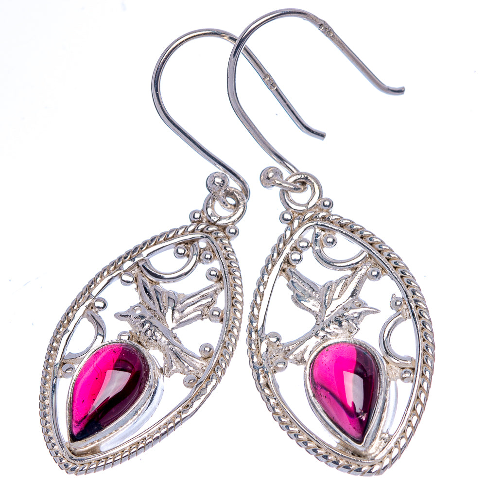 Garnet Earrings 1 5/8" (925 Sterling Silver) E433186