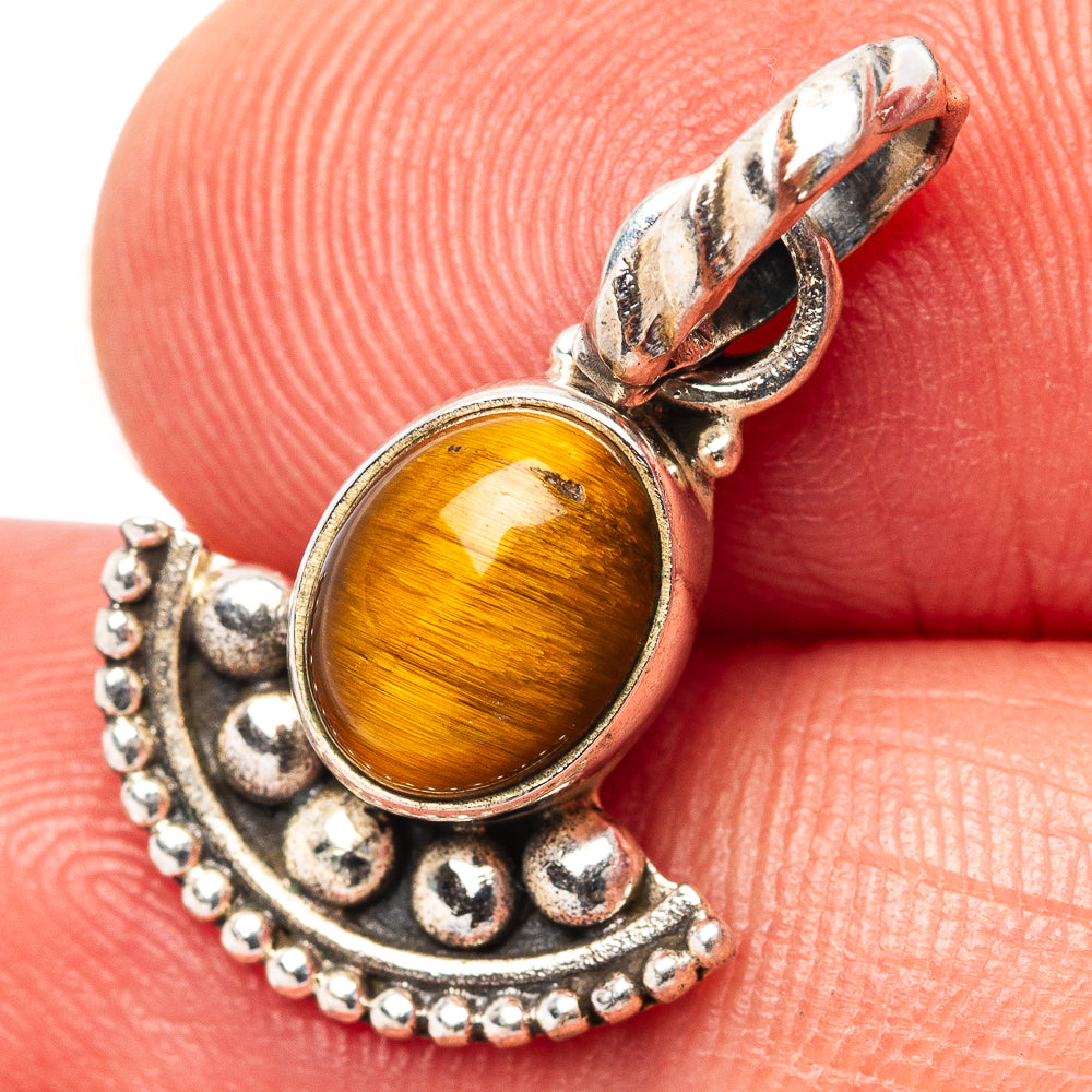 Dainty Tiger's Eye Pendant 7/8" (.925 Sterling Silver)
