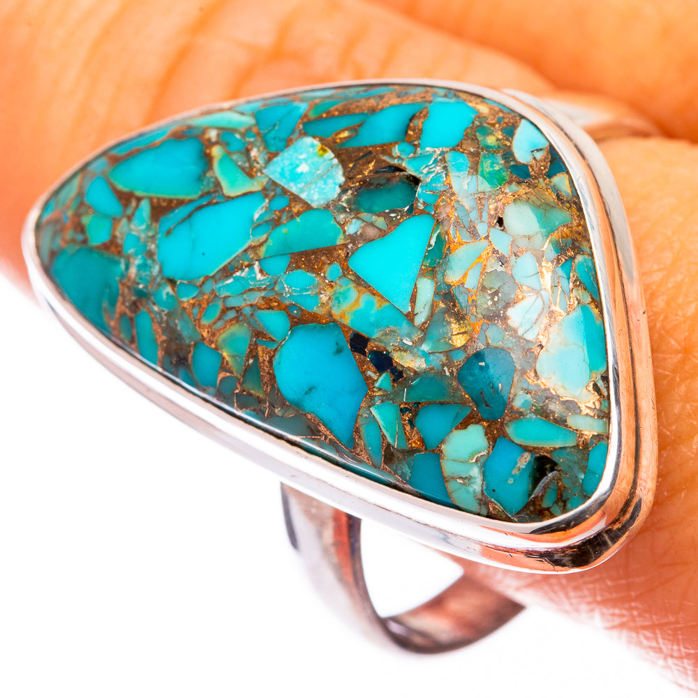 Large Blue Copper Composite Turquoise Ring Size 12 (925 Sterling Silver) R141074