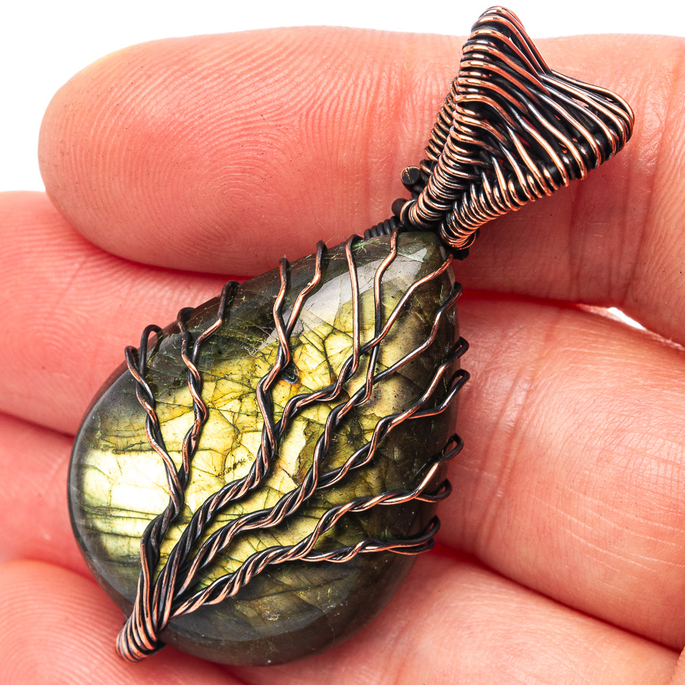 Labradorite Tree of Life Pendant 1 7/8" (Oxidized Copper)