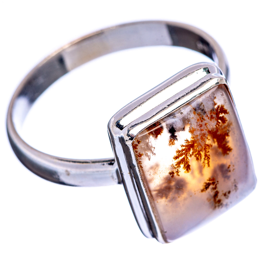 Dendritic Agate Ring Size 10.75 (.925 Sterling Silver)