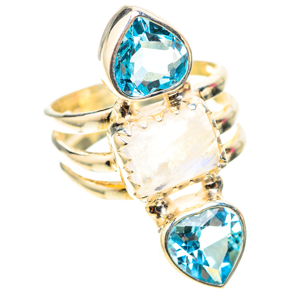 Rainbow Moonstone, Blue Topaz Ring Size 6 (925 Sterling Silver) RING138477