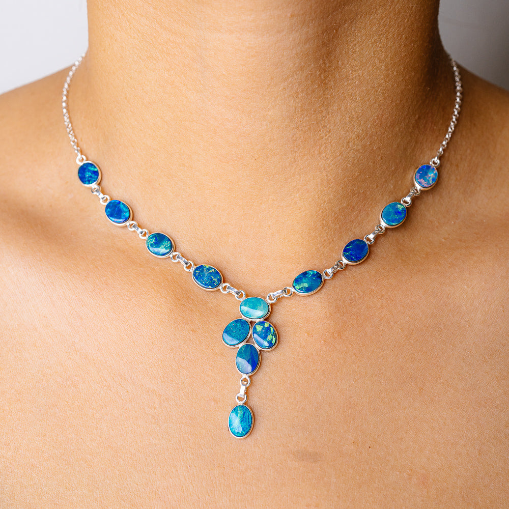 Doublet Opal Necklace 15" (925 Sterling Silver) N90242
