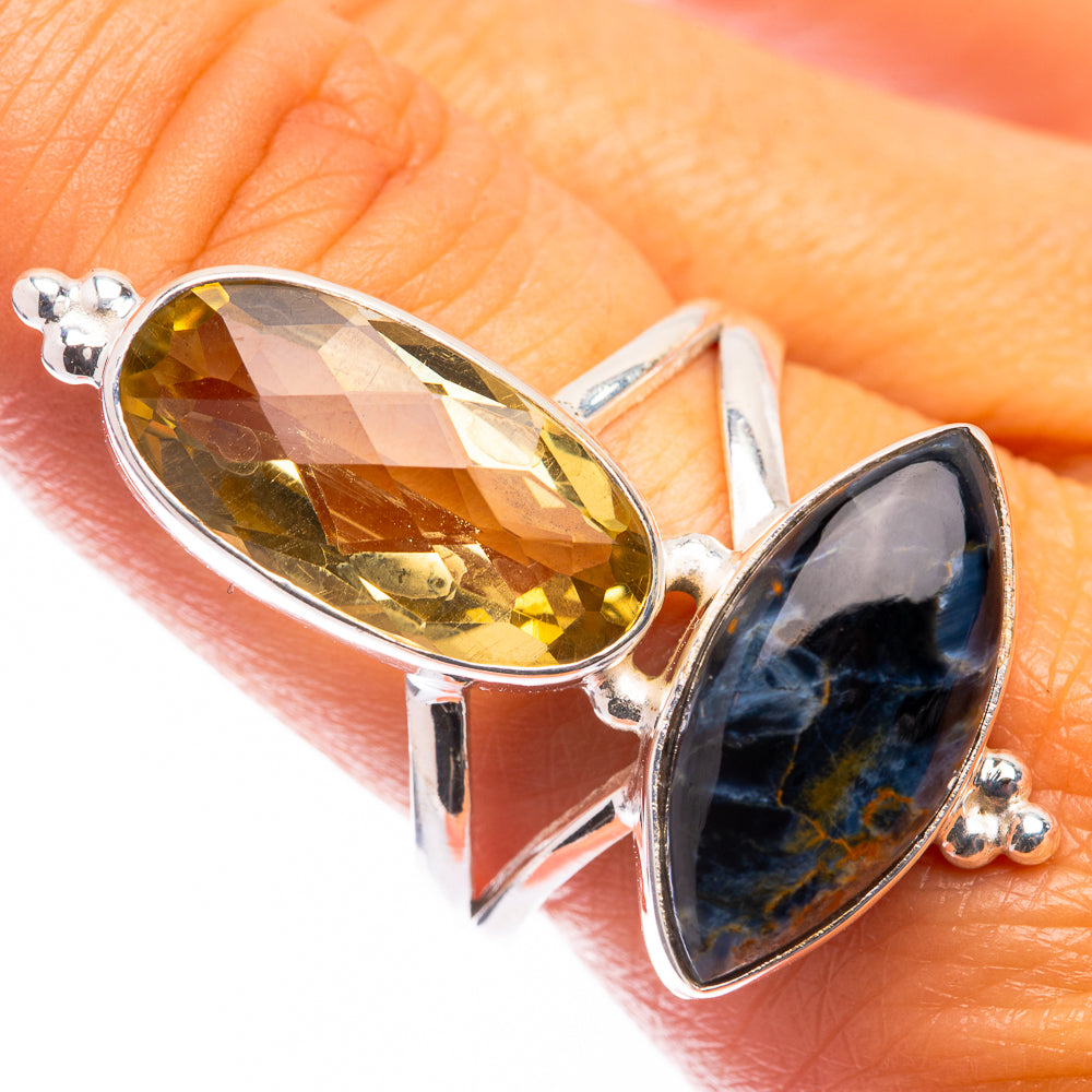 Large Pietersite, Lemon Quartz Ring Size 9.75 (925 Sterling Silver) R141181
