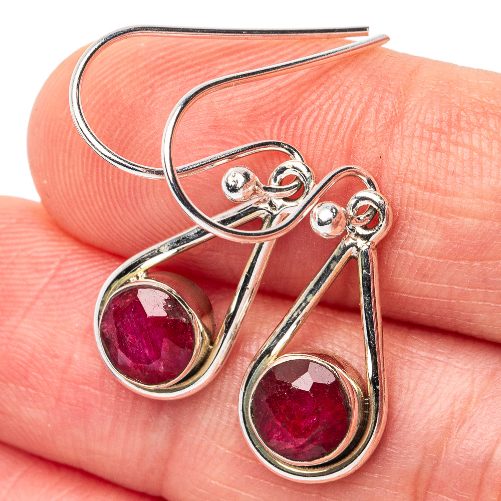 Red Sillimanite Earrings 1 1/4" (925 Sterling Silver) E3129