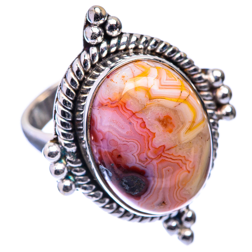Crazy Lace Agate Ring Size 6.5 (925 Sterling Silver) R141136