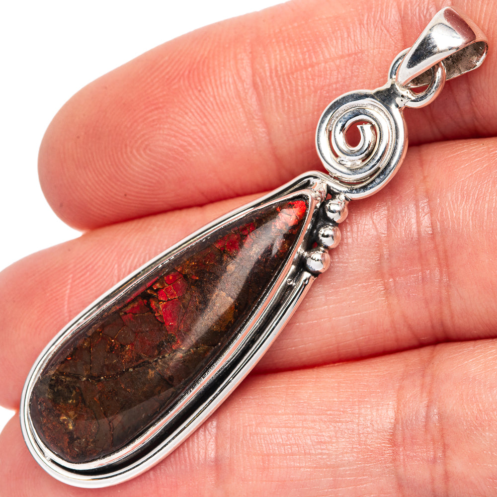 Rare Ammolite Pendant 2 1/8" (925 Sterling Silver) P41679
