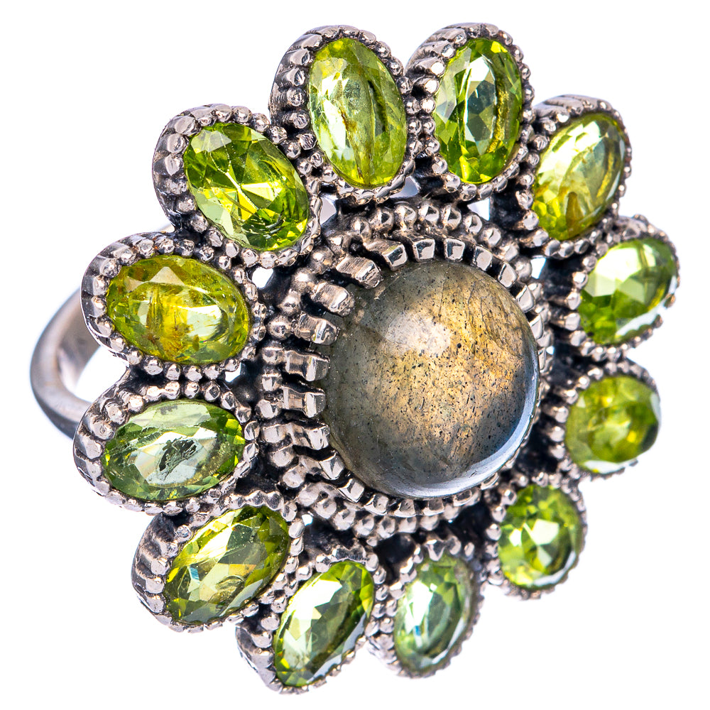 Large Labradorite, Peridot Ring Size 6.75 (925 Sterling Silver) R145308
