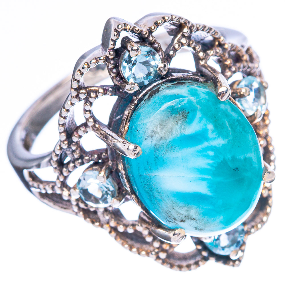 Larimar, Blue Topaz Ring Size 7 (925 Sterling Silver) R2521