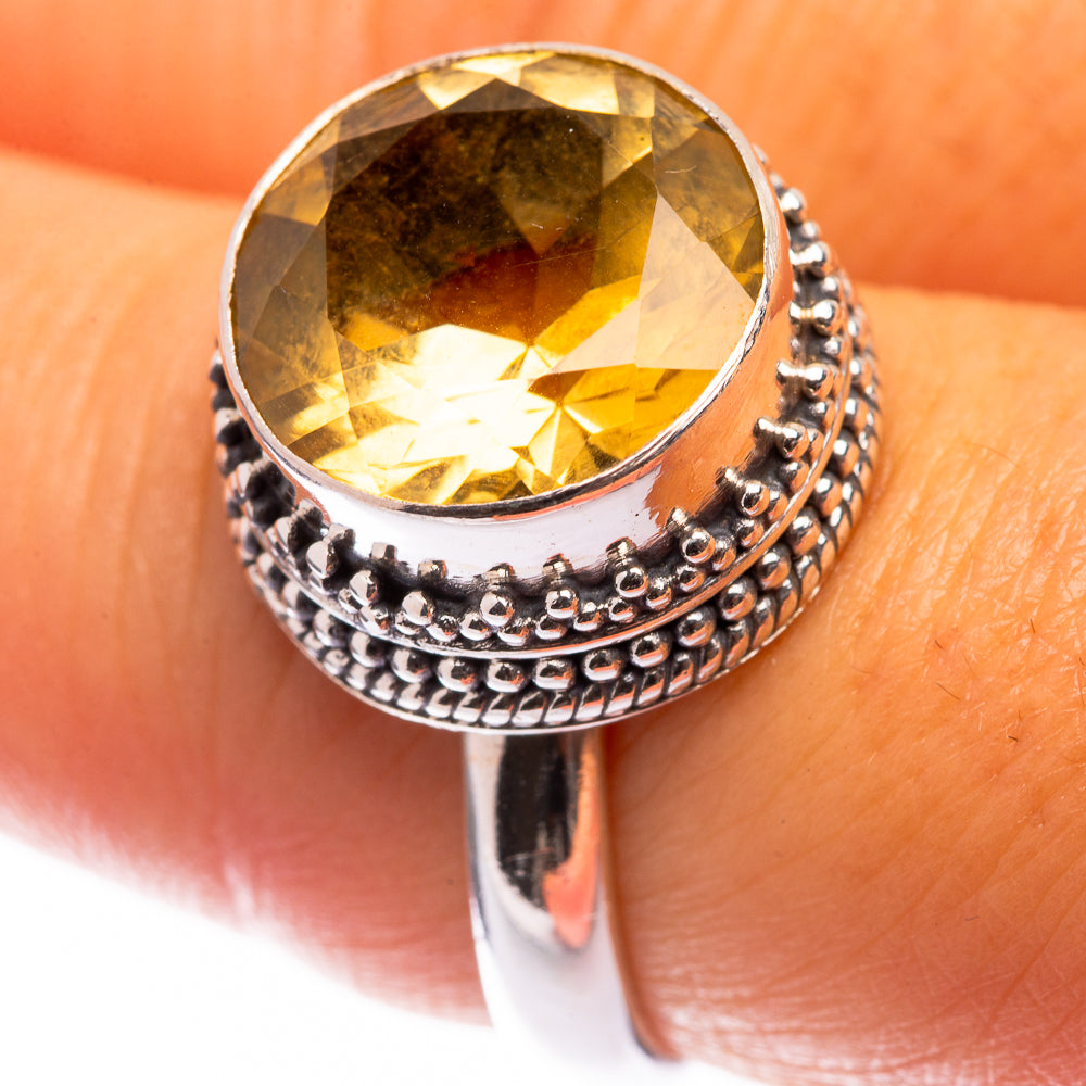 Faceted Citrine Ring Size 7.75 (925 Sterling Silver) R141114