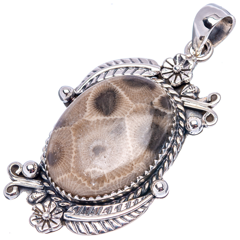 Premium Fossil Coral Pendant 2 1/8" (.925 Sterling Silver)