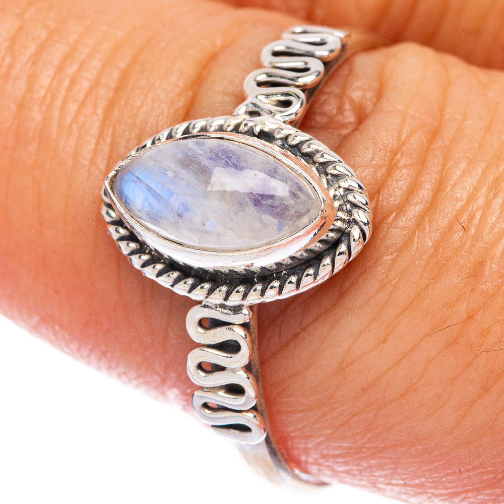 Rainbow Moonstone Dainty Ring Size 9 (925 Sterling Silver) R145788