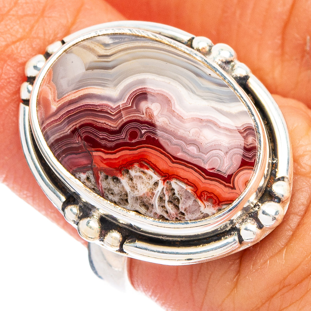Crazy Lace Agate Ring Size 5.75 (.925 Sterling Silver)