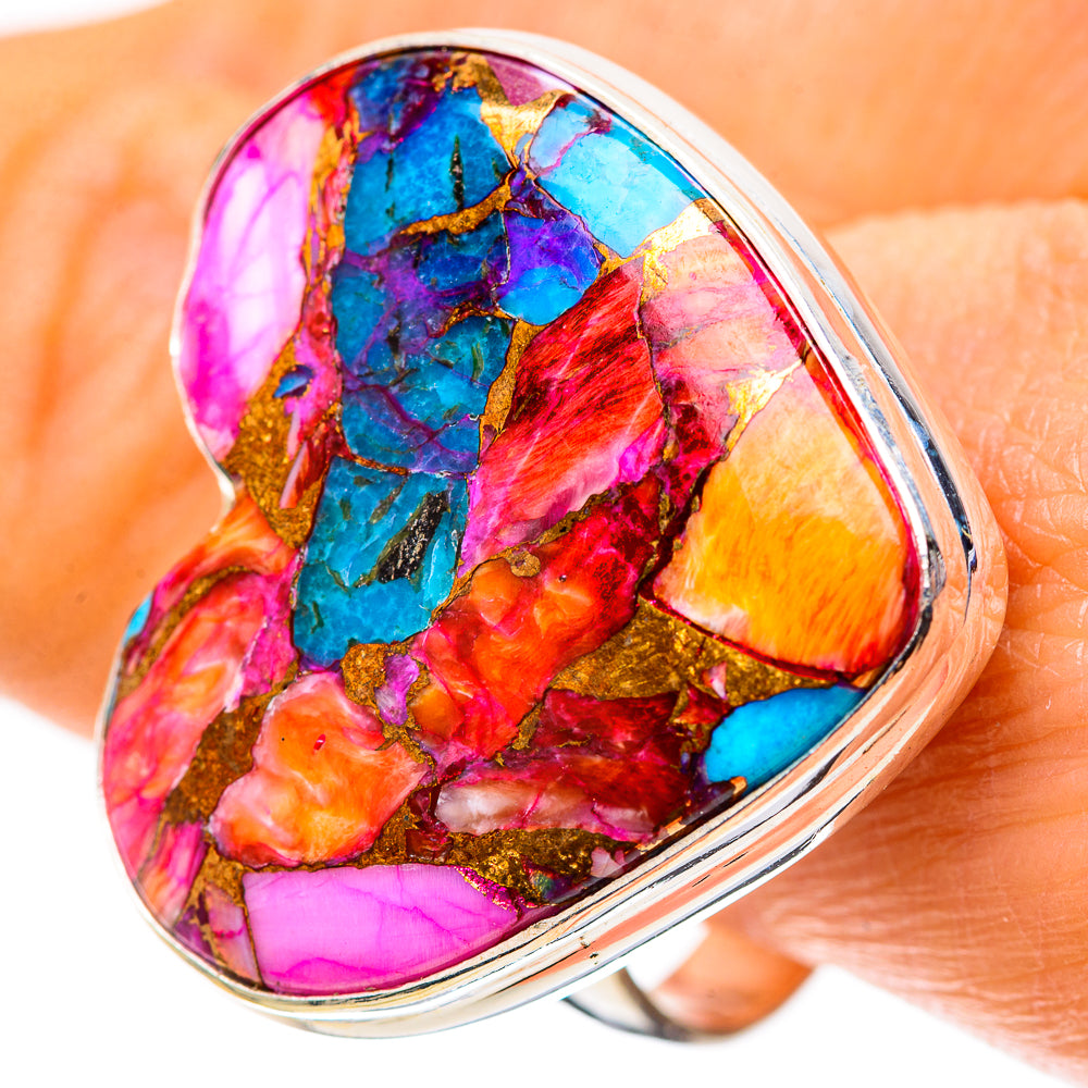 Large Kingman Pink Dahlia Turquoise 925 Sterling Silver Ring Size 11 (925 Sterling Silver) RING139493