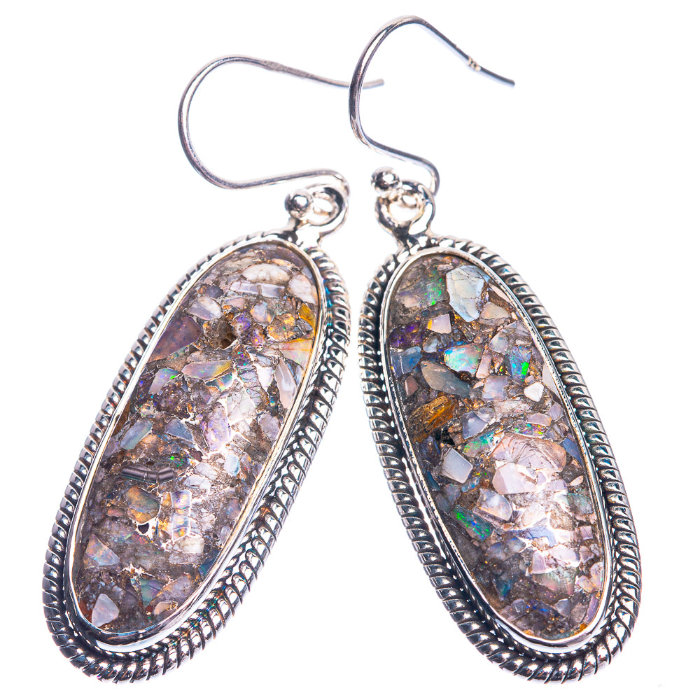 Brecciated Ethiopian Opal 925 Sterling Silver Earrings 1 3/4"