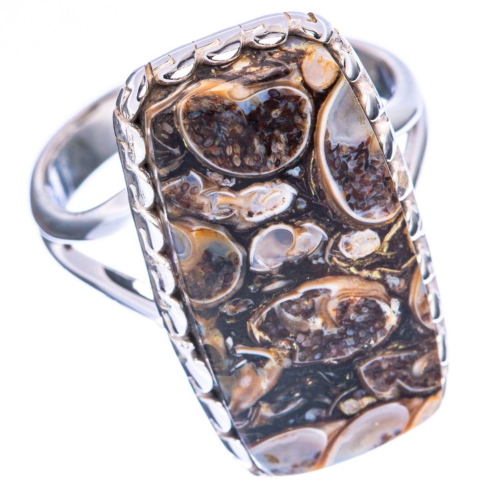 Turritella Agate Ring Size 7.5 (925 Sterling Silver) R1983