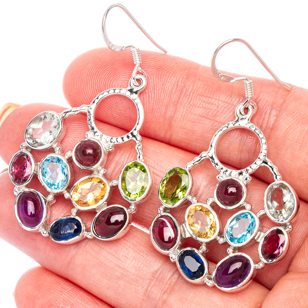 Signature Multi-stone Earrings 1 7/8" (925 Sterling Silver) E1179