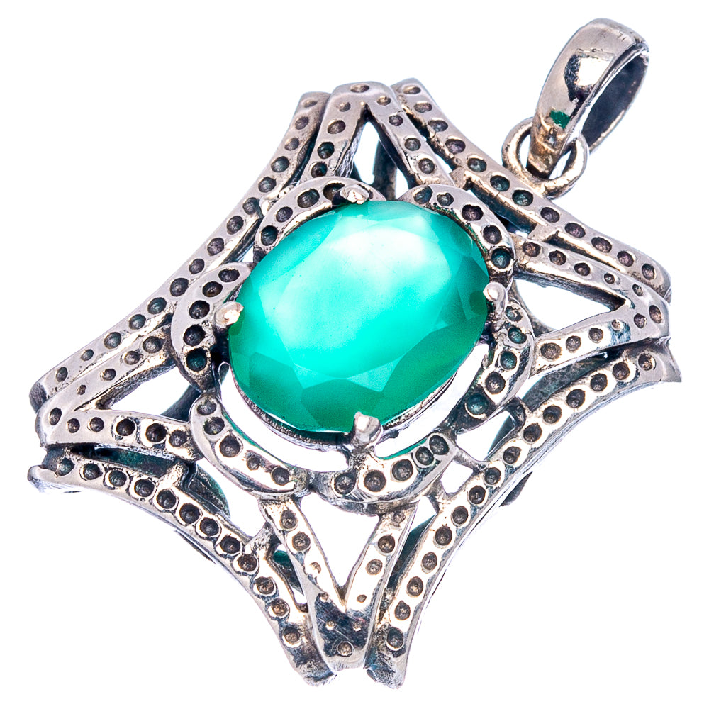 Green Onyx Pendant 1 1/8" (.925 Sterling Silver)