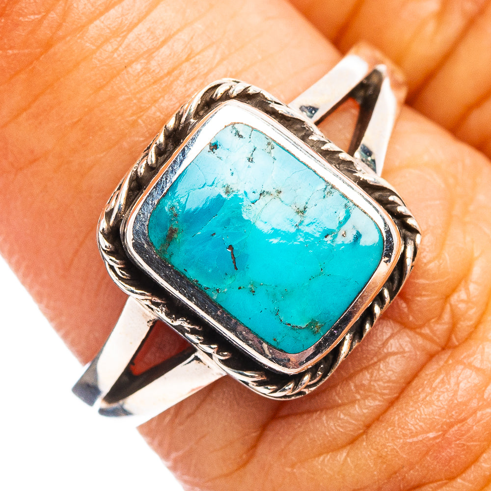 Native Style Mohave Turquoise Ring Size 6.5 (.925 Sterling Silver)