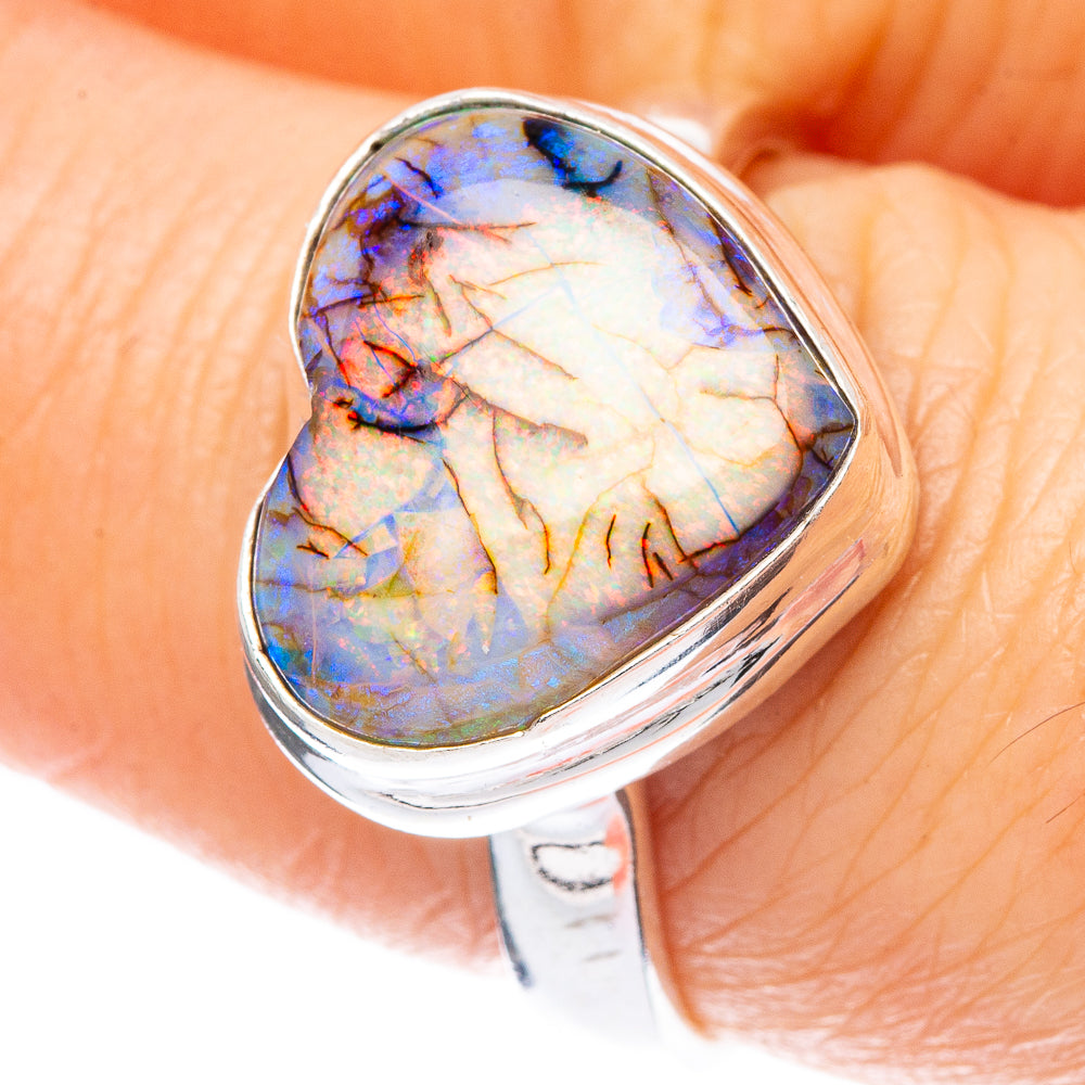Rare Sterling Opal Heart Ring Size 8.25 (925 Sterling Silver) R2299