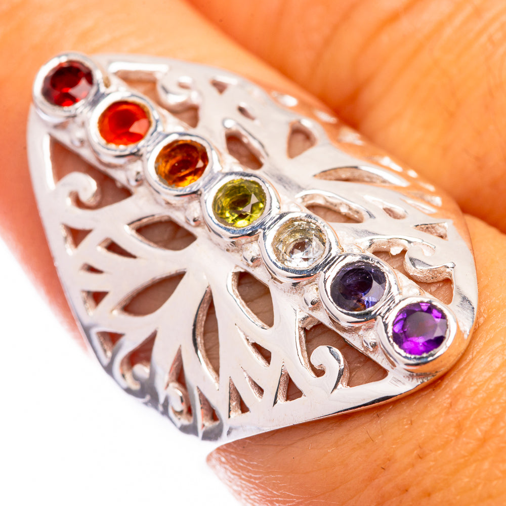 Rainbow Chakra Ring Size 8 (925 Sterling Silver) R141096
